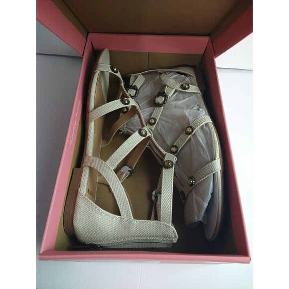 NWT Sam & Libby Rhonda Gladiator Sandal Soft Silver Size 9 Adjustable Strap - Picture 6 of 13